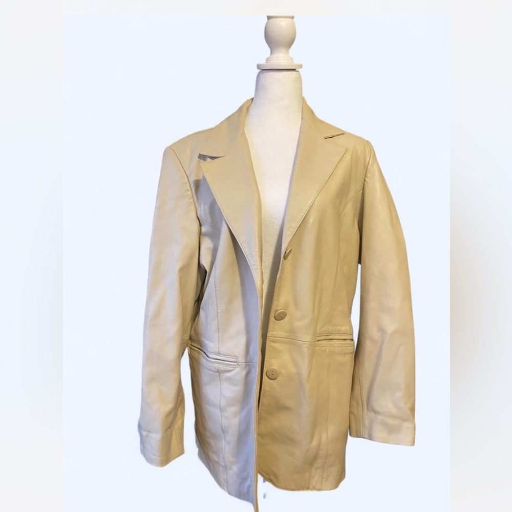 Cream Leather Jacket